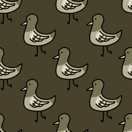 pigeon seamless doodle pattern, vector color illustrationのイラスト素材