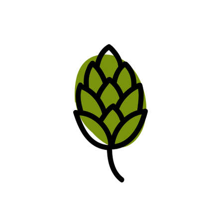 hops doodle icon, vector color illustration