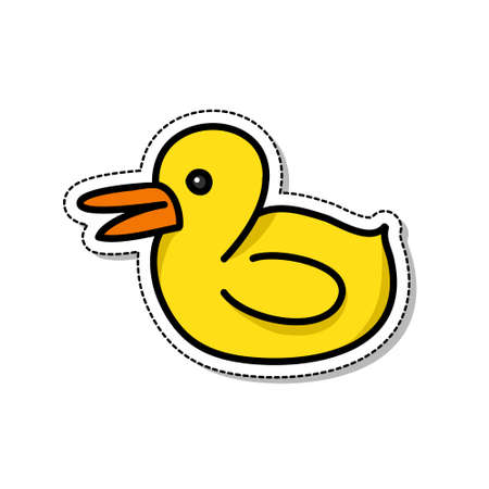 rubber duck doodle icon, vector color illustrationのイラスト素材