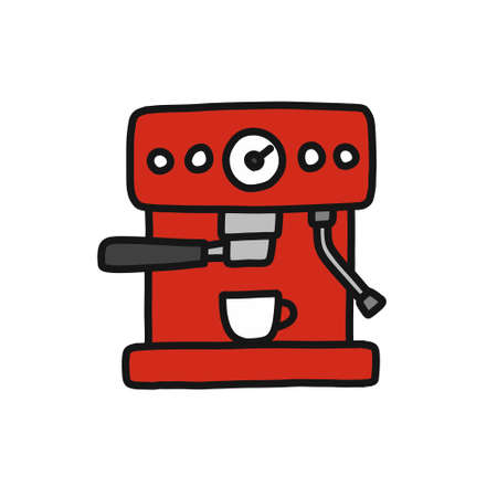 coffee machine doodle icon, vector color illustrationのイラスト素材