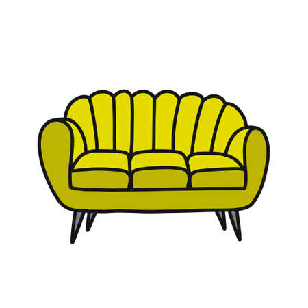 sofa doodle icon, vector color illustrationのイラスト素材
