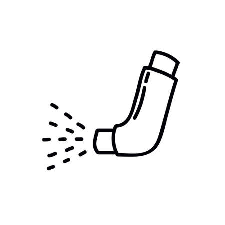 asthma inhaler doodle icon, vector color illustrationのイラスト素材