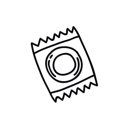 condom doodle icon, vector line illustrationのイラスト素材