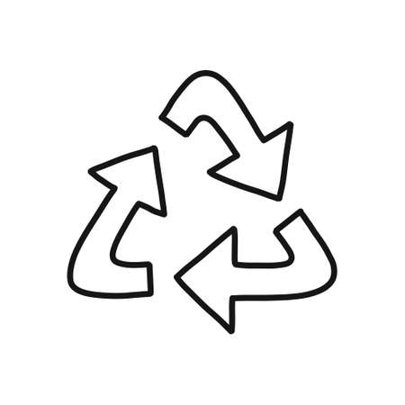 recycling symbol doodle icon, vector simple illustrationのイラスト素材