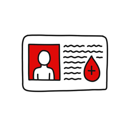 Webdonor card doodle icon, vector color illustrationのイラスト素材