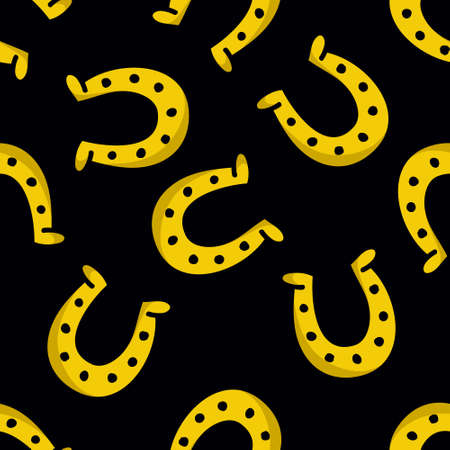 horseshoe seamless doodle pattern, vector color illustrationのイラスト素材