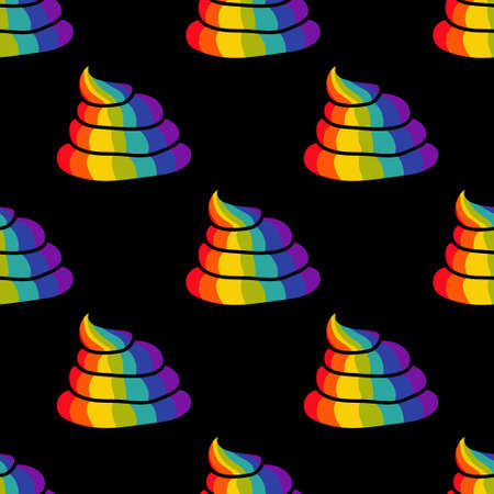 rainbow poo seamless doodle pattern, vector color illustrationのイラスト素材