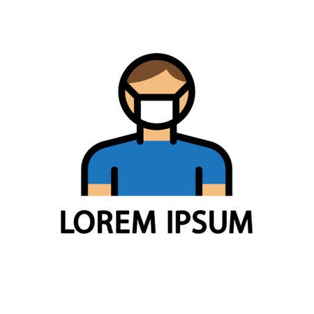 protective mask line icon, vector color illustrationのイラスト素材