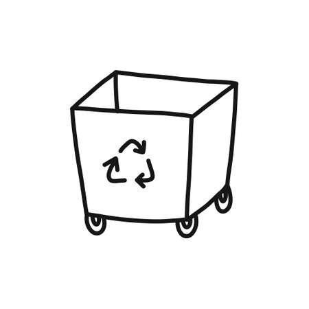 recycling garbage bin doodle icon, vector line illustrationのイラスト素材