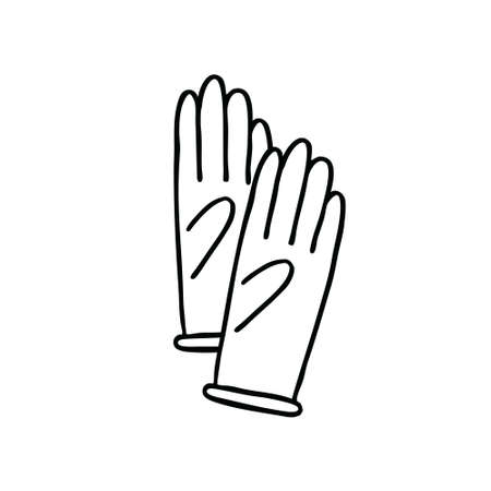 latex gloves doodle icon, vector line illustrationのイラスト素材