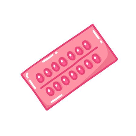 birth control pills doodle icon, vector color illustrationのイラスト素材