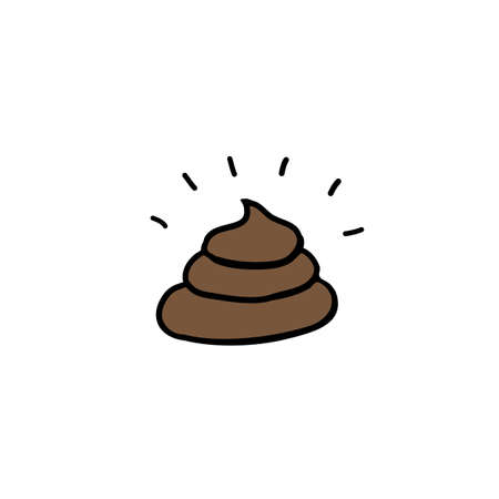poo doodle icon, vector color illustration