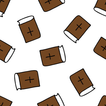 Bible seamless doodle pattern, vector color illustrationのイラスト素材