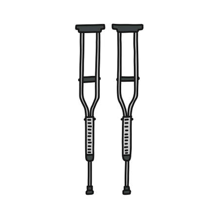 crutches doodle icon, vector color illustrationのイラスト素材