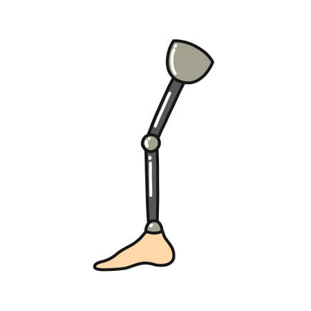 prosthetic leg doodle icon, vector color illustrationのイラスト素材