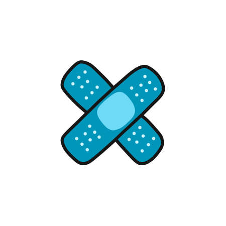 adhesive plaster doodle icon, vector color illustrationのイラスト素材