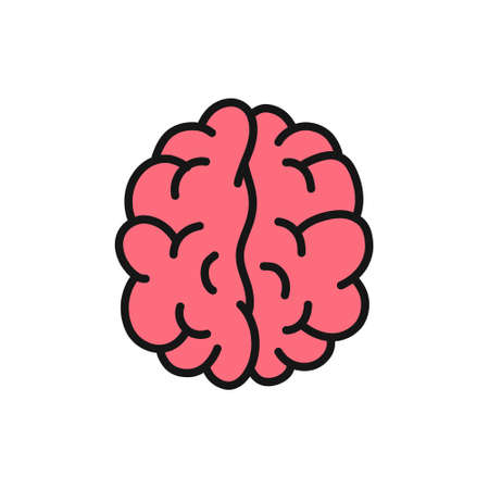 brain doodle icon, vector color illustration