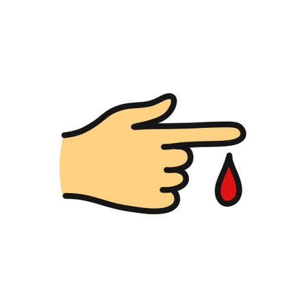 finger bleeding doodle icon, vector color illustrationのイラスト素材