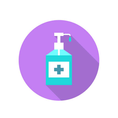 alcohol gel, hand sanitizer flat icon, vector color illustrationのイラスト素材