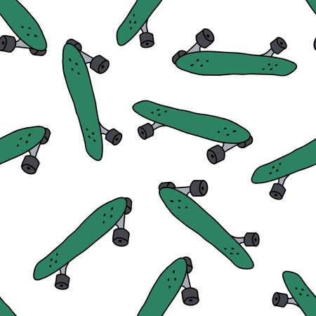 skateboard seamless doodle pattern color illustrationのイラスト素材