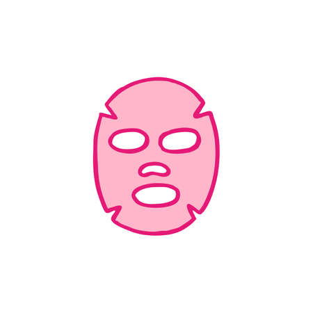 cosmetic face mask doodle icon color illustrationのイラスト素材