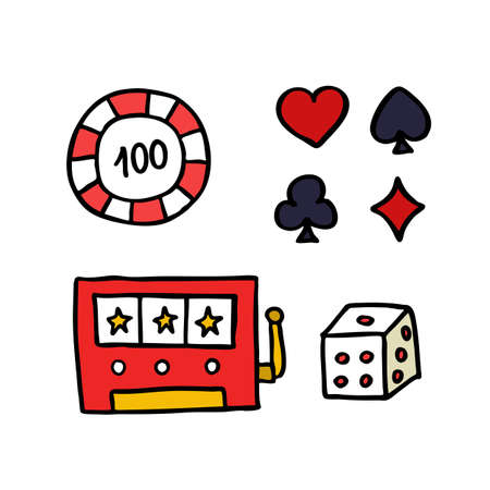 casino doodle color icons color illustrationのイラスト素材