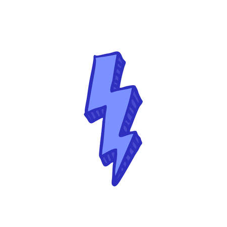 lightning doodle color icon color illustrationのイラスト素材