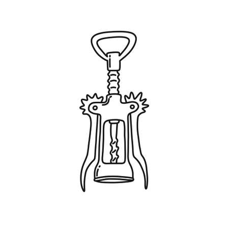 wine opener doodle icon, vector line illustrationのイラスト素材