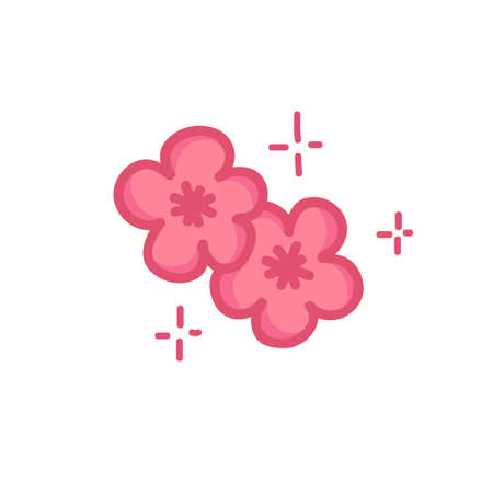sakura flower doodle icon, vector color illustrationのイラスト素材
