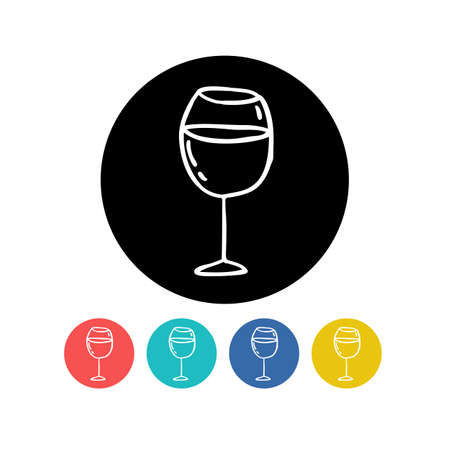 glass of wine doodle icon, vector color illustrationのイラスト素材