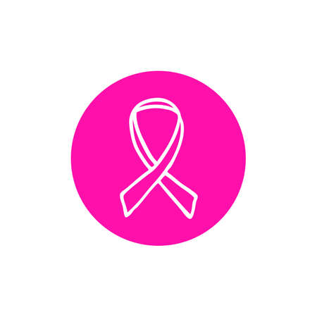 breast cancer awareness ribbon doodle icon, vector color illustrationのイラスト素材
