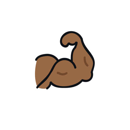 biceps doodle icon, vector color illustrationのイラスト素材