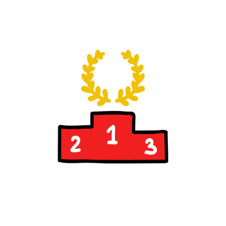 winners podium doodle icon, vector color illustrationのイラスト素材