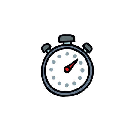 stopwatch doodle vector icon, vector color illustration