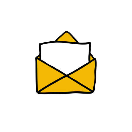 mail doodle vector icon, vector color illustrationのイラスト素材