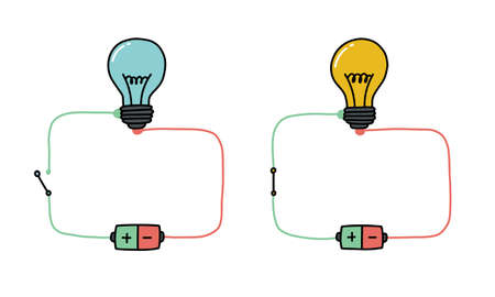 electrical circuit lamp doodle icon, vector color illustrationのイラスト素材