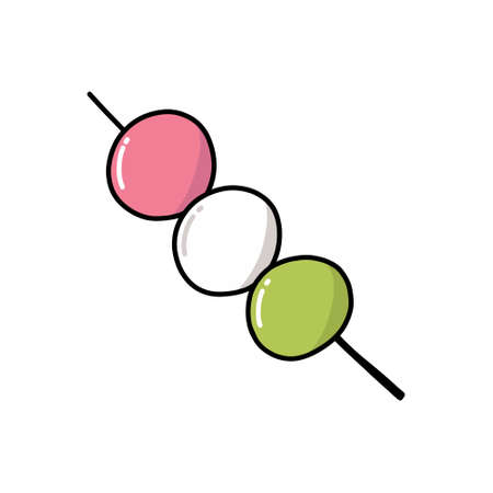 dango doodle icon, vector color illustrationのイラスト素材