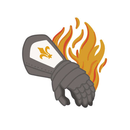armor on fire doodle icon, vector color illustrationのイラスト素材