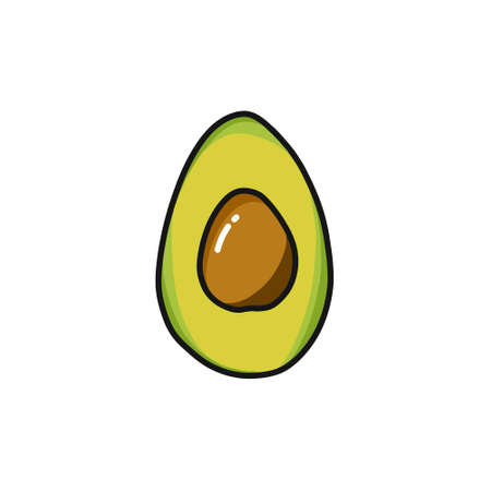 avocado doodle icon, vector color illustrationのイラスト素材