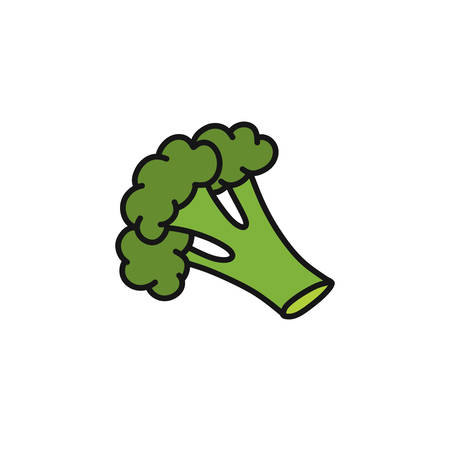 broccoli doodle icon, vector color illustrationのイラスト素材