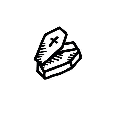 coffin doodle icon, vector color illustrationのイラスト素材