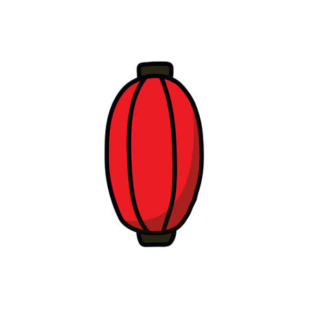 japanese lantern doodle icon, vector color illustrationのイラスト素材