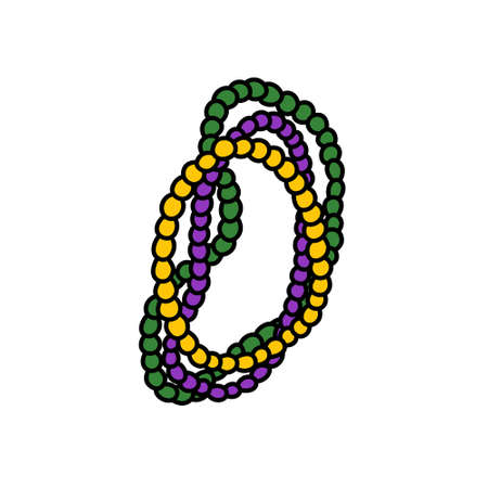 mardi gras beads doodle icon, vector color illustrationのイラスト素材