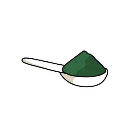 spirulina doodle icon, vector color illustrationのイラスト素材