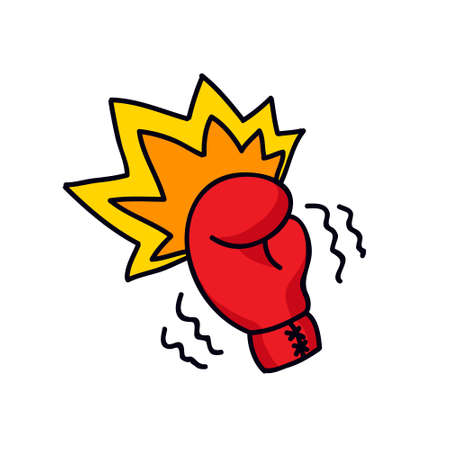 boxing glove doodle icon, vector color illustrationのイラスト素材