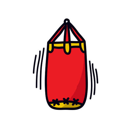 punching bag doodle icon, vector color illustrationのイラスト素材