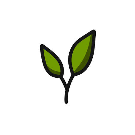 green leaves doodle icon, vector color illustrationのイラスト素材