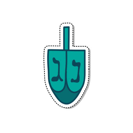 hanukkah dreidel doodle icon, vector line illustrationのイラスト素材