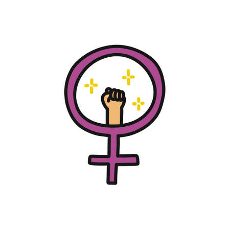 female symbol doodle icon, vector color illustrationのイラスト素材
