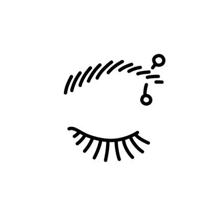 eyebrow piercing doodle icon, vector line illustrationのイラスト素材